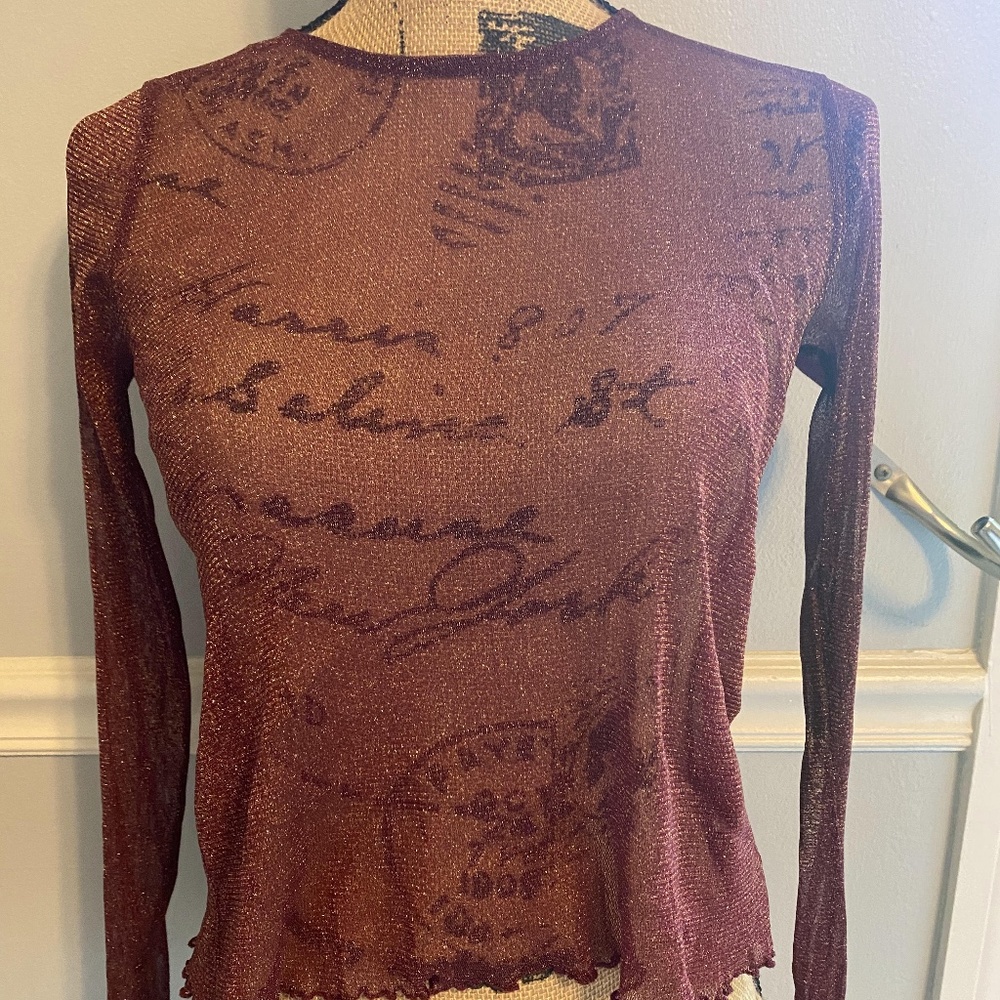 Hollister burgundy sheer long sleeve